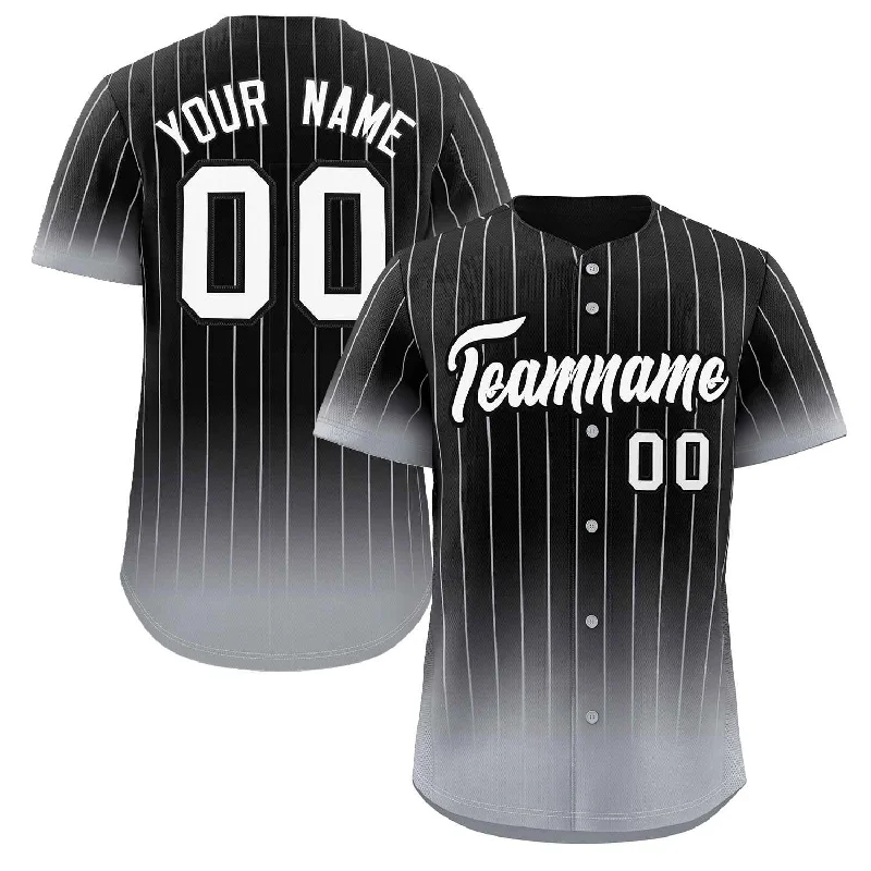 Team Spirit Baseball Jerseys-Custom Black Gray-White Gradient Stripe Fashion Authentic Baseball Jersey