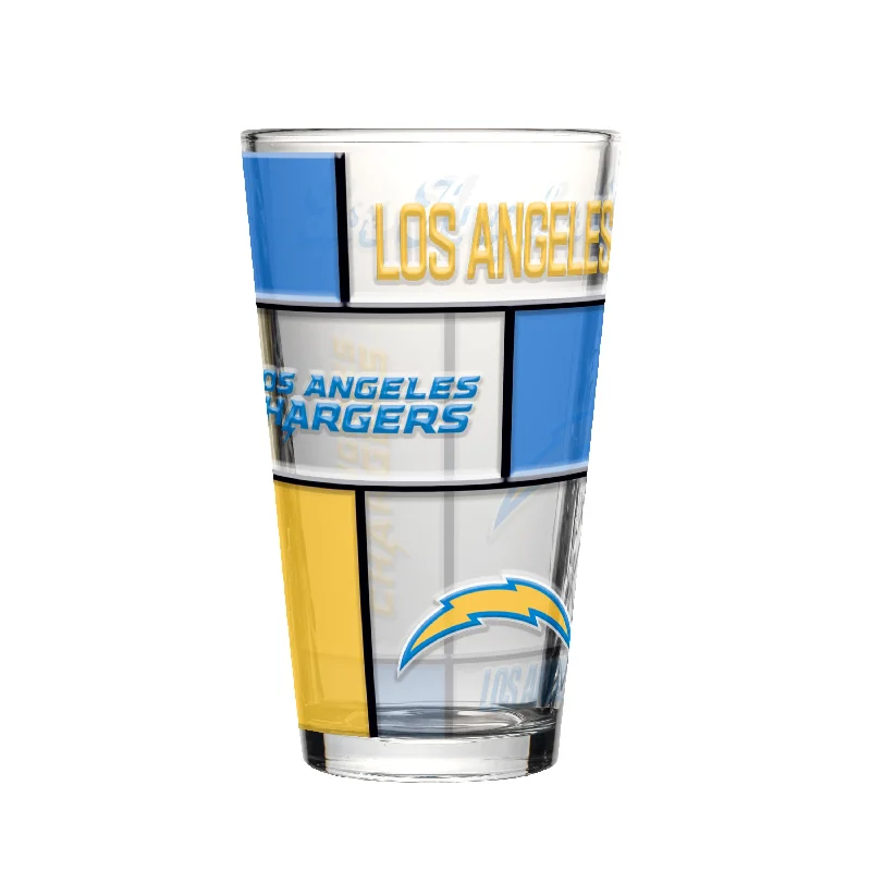 Custom Sports Team Coffee Mugs-LA Chargers 16oz Quilted Stained Pint Glass