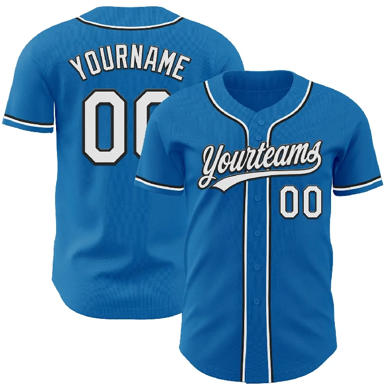 Custom Baseball Jerseys For Women-Custom Blue White-Black Authentic Baseball Jersey