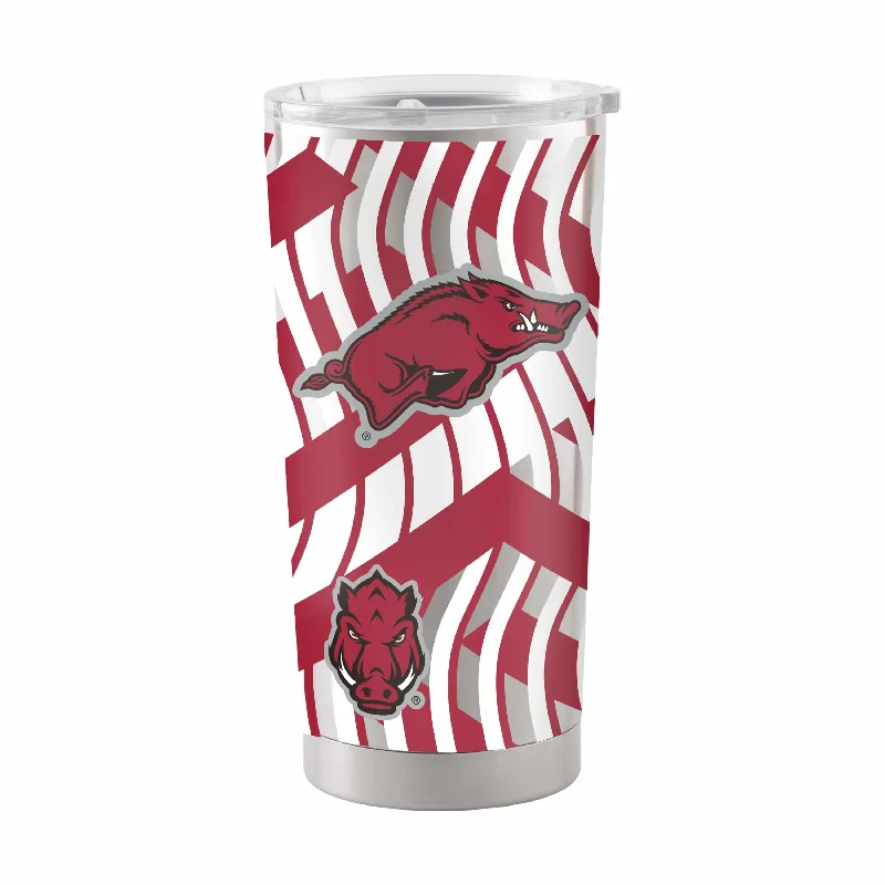 Custom Team Mugs With Slogans And Quotes-Arkansas 20oz Flex Silver. Stainless Tumbler