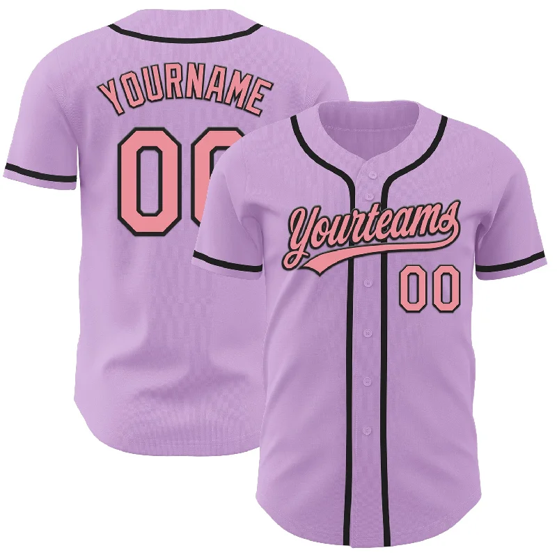 Baseball Jerseys For Corporate Teams-Custom Light Purple Medium Pink-Black Authentic Baseball Jersey