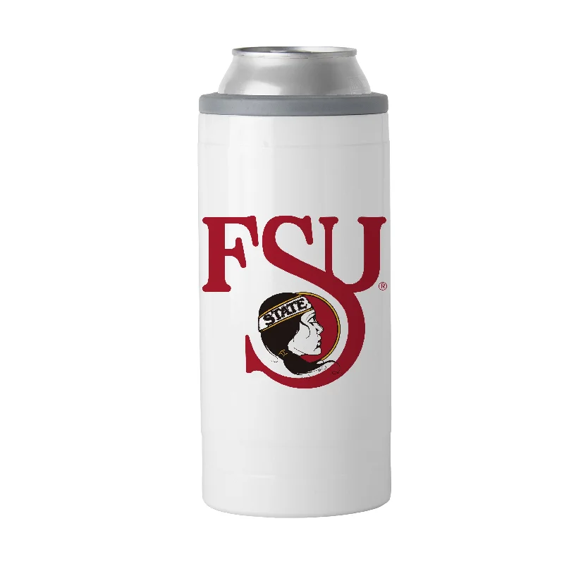 Team Mugs With Team Spirit And Custom Quotes-Florida State 12oz Logo Slim Can Coolie