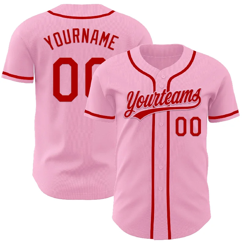 Baseball Jerseys For Sports Tournaments-Custom Light Pink Red Authentic Baseball Jersey