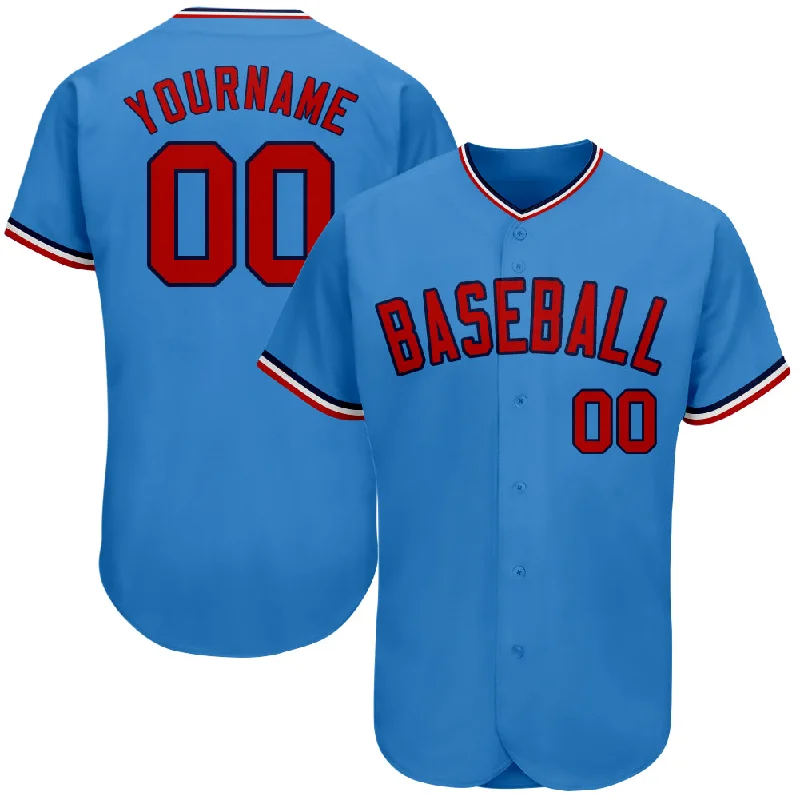 Team Baseball Jerseys For Outdoor Games-Custom Powder Blue Red-Navy Authentic Baseball Jersey