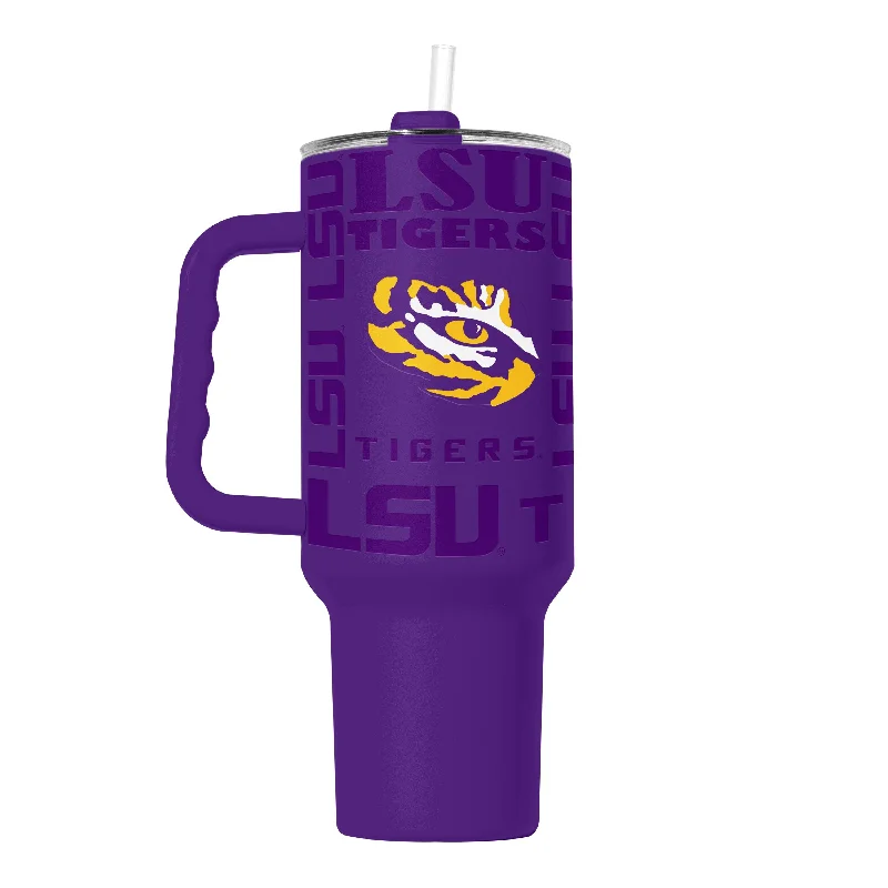 Custom Team Mugs With Graphics-LSU 40oz Replay Powder Coat Tumbler