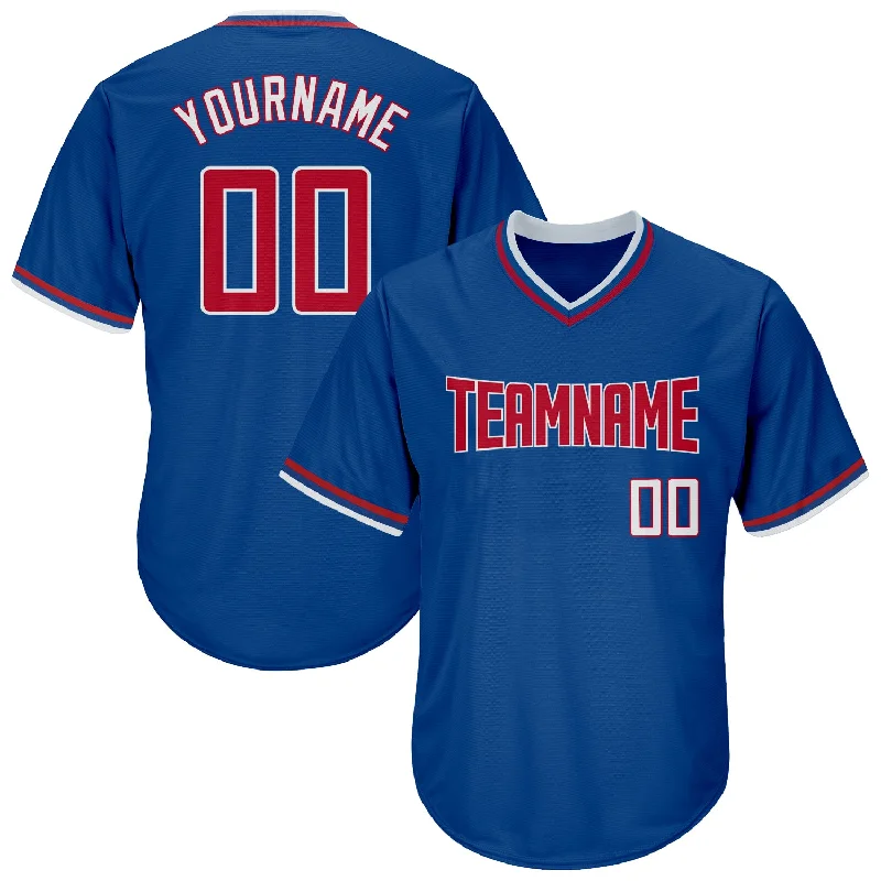 Custom Baseball Jerseys With Vintage Style-Custom Royal Red-White Authentic Throwback Rib-Knit Baseball Jersey Shirt