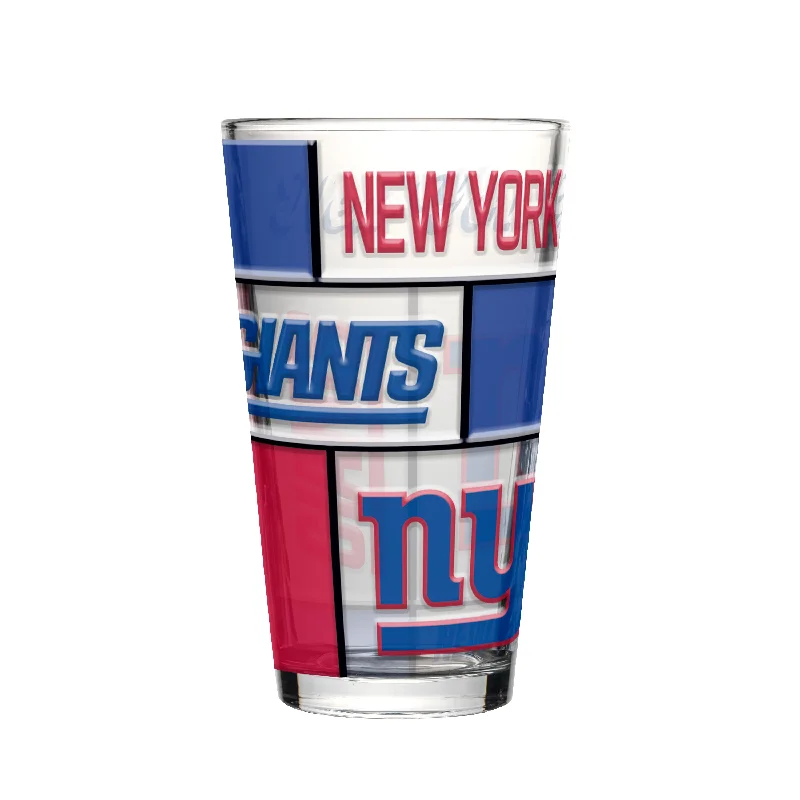 Team Mugs For Group Holidays-New York Giants 16oz Quilted Stained Pint Glass