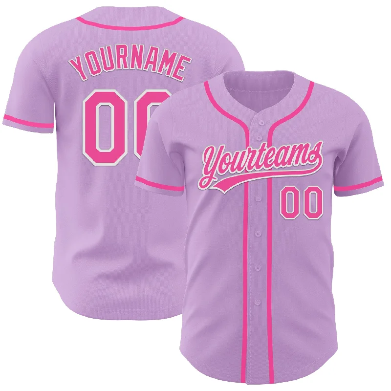 Team Baseball Jerseys With Personalized Features-Custom Light Purple Pink-White Authentic Baseball Jersey