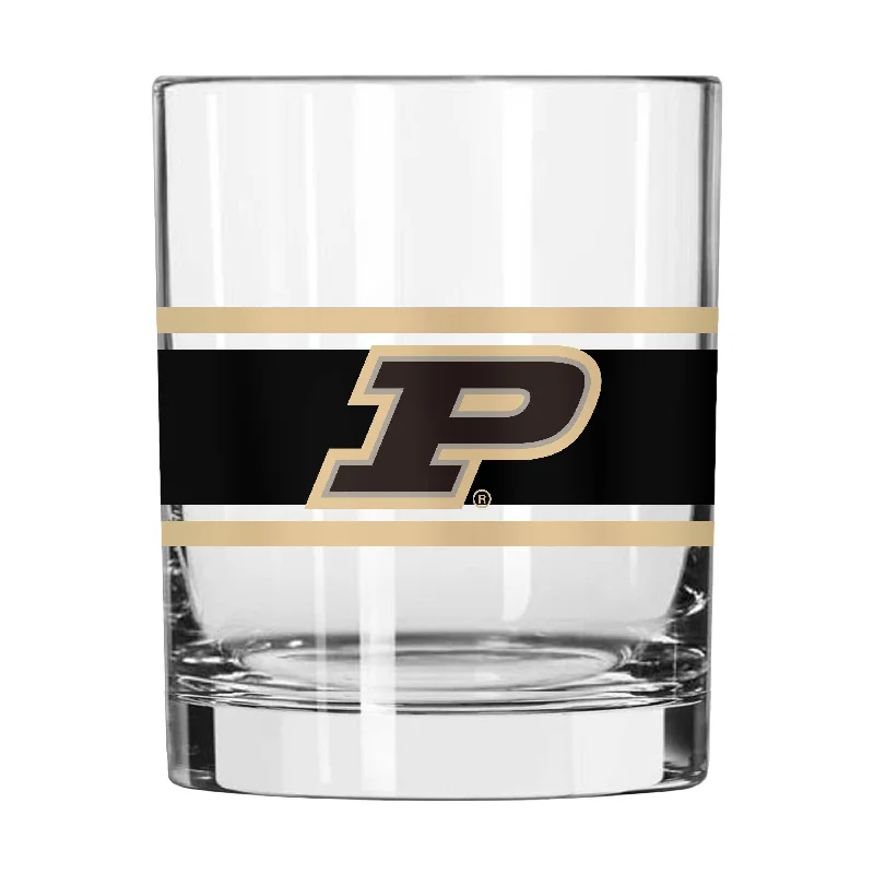 Custom Team Mugs For Group Gifts-Purdue 14oz Stripe Rocks Glass