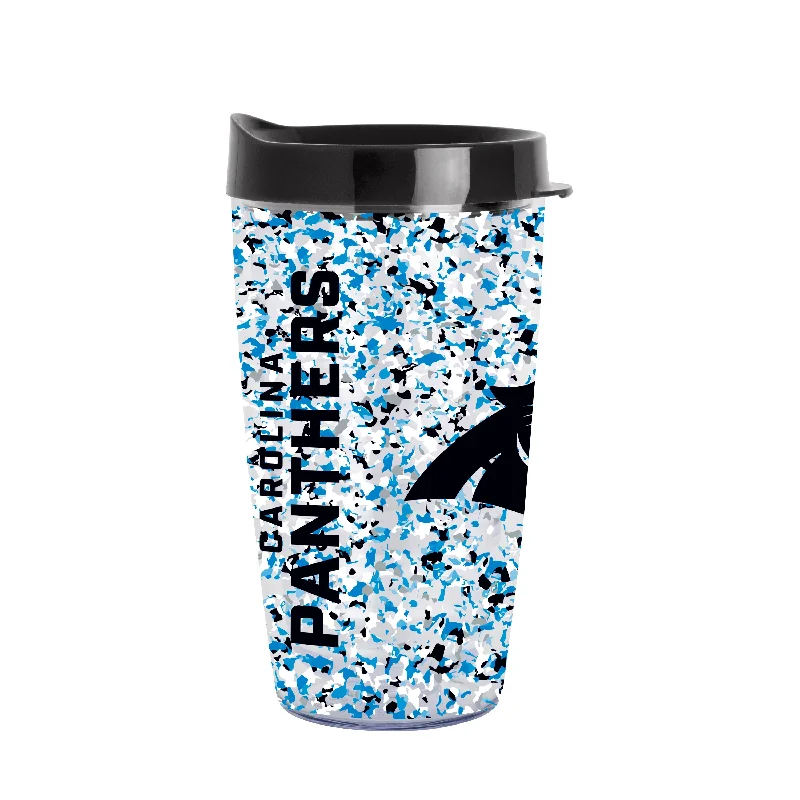 Custom Team Mugs For Celebrations-Carolina Panthers 16oz Terrazzo Dbl Wall Clear Tumbler