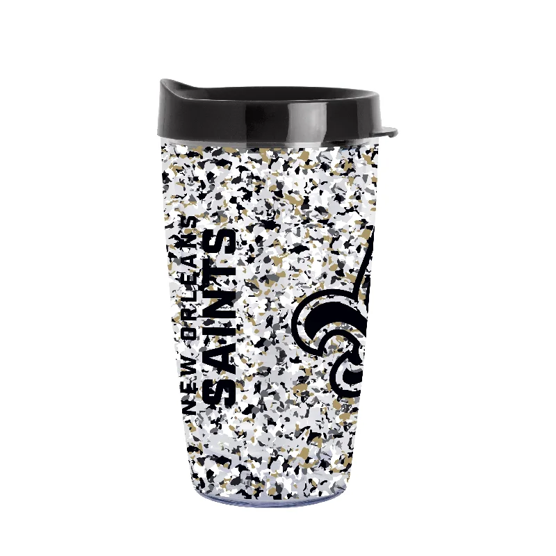 Limited Edition Custom Team Mugs-New Orleans Saints 16oz Terrazzo Dbl Wall Clear Tumbler