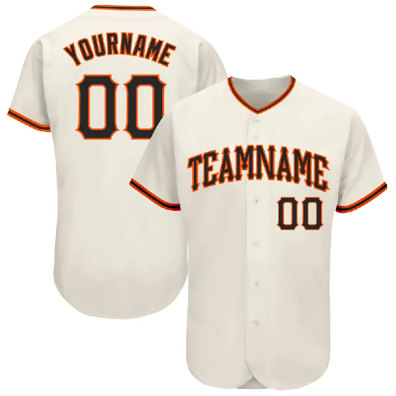 Personalized Baseball Jerseys For Clubs-Custom Cream Black-Orange Authentic Baseball Jersey