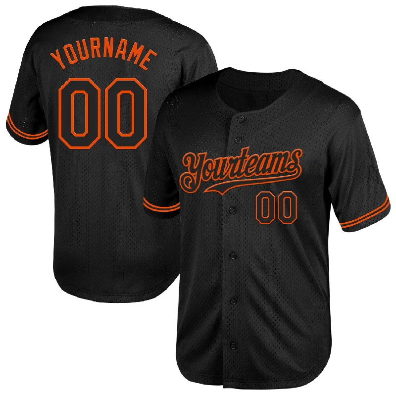 Team Baseball Jerseys For Competitive Leagues-Custom Black Orange Mesh Authentic Throwback Baseball Jersey