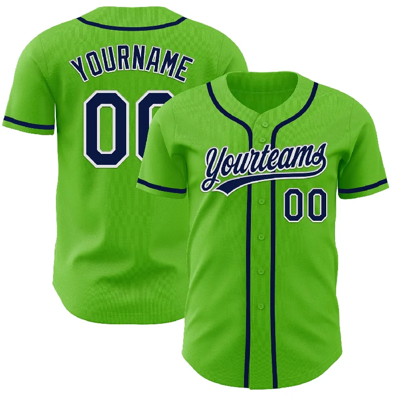 Custom Baseball Jerseys With Athletic Fit-Custom Aurora Green Navy-White Authentic Baseball Jersey