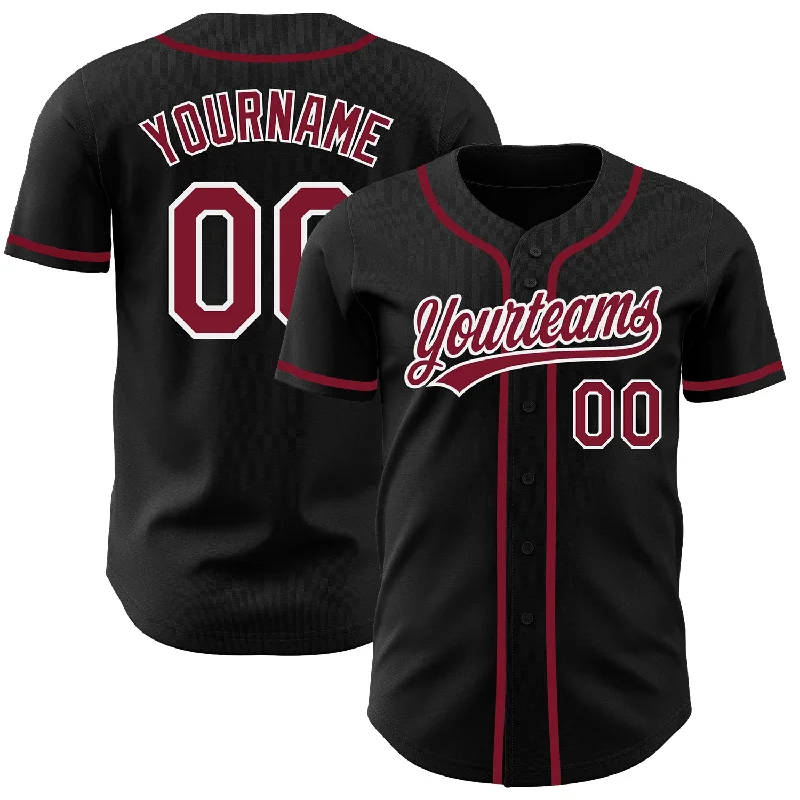 Baseball Jerseys With Custom Numbers-Custom Black Crimson-White Authentic Baseball Jersey