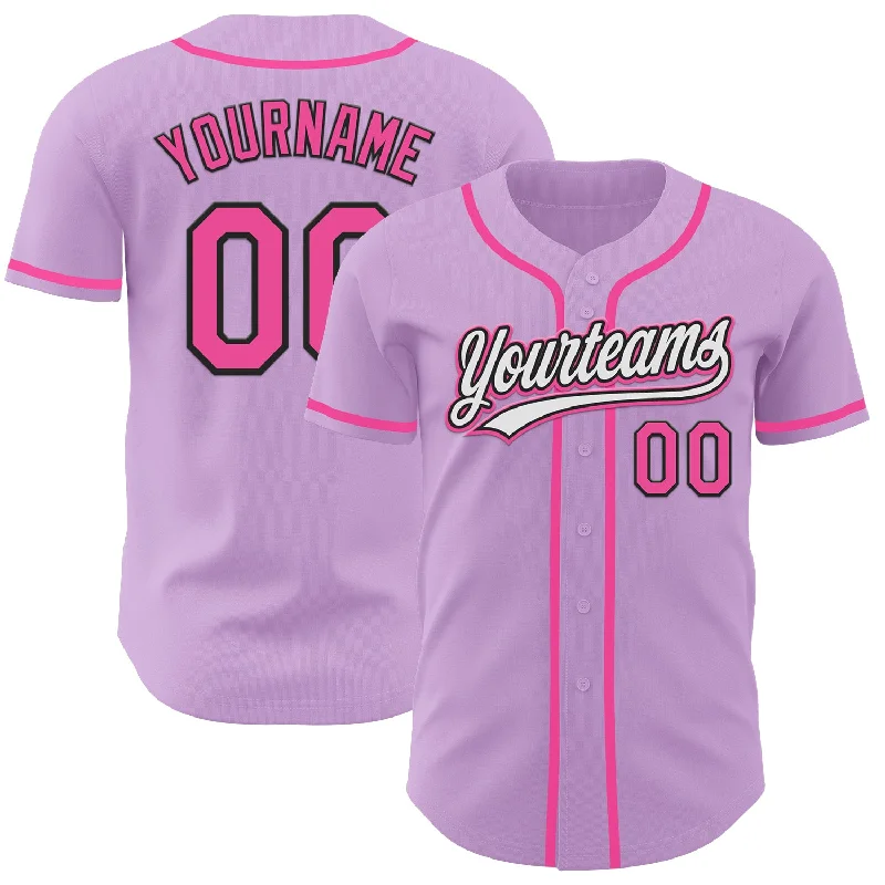 Baseball Jerseys With Flexible Designs-Custom Light Purple Pink-Black Authentic Baseball Jersey