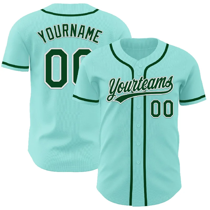 Team Baseball Jerseys With Personalized Features-Custom Ice Blue Green-White Authentic Baseball Jersey