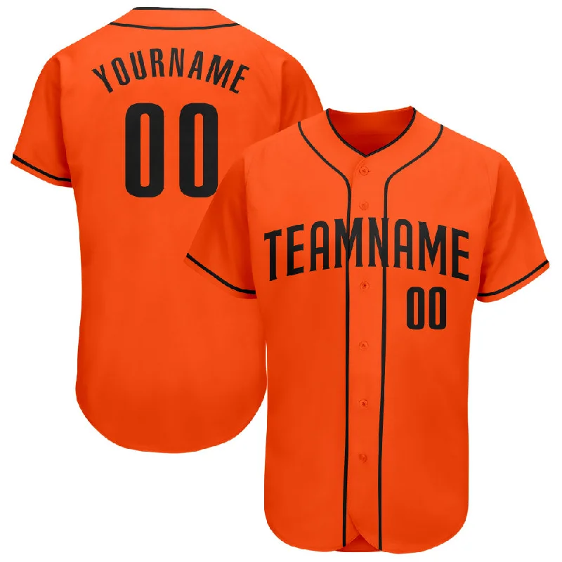 Custom Baseball Jerseys With Team Colors-Custom Orange Black Authentic Baseball Jersey