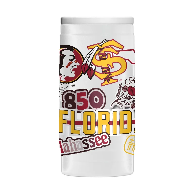 Fun Custom Mugs For Teams-Florida State 12oz Native Powder Coat Slim Can Coolie