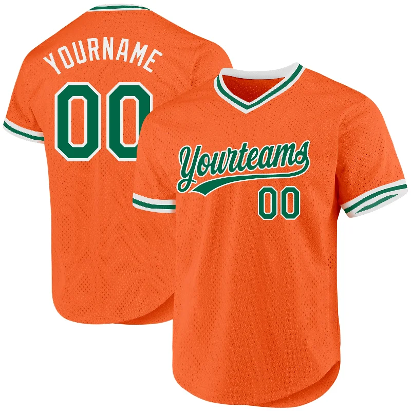 Sports Team Baseball Jerseys-Custom Orange Kelly Green-White Authentic Throwback Baseball Jersey