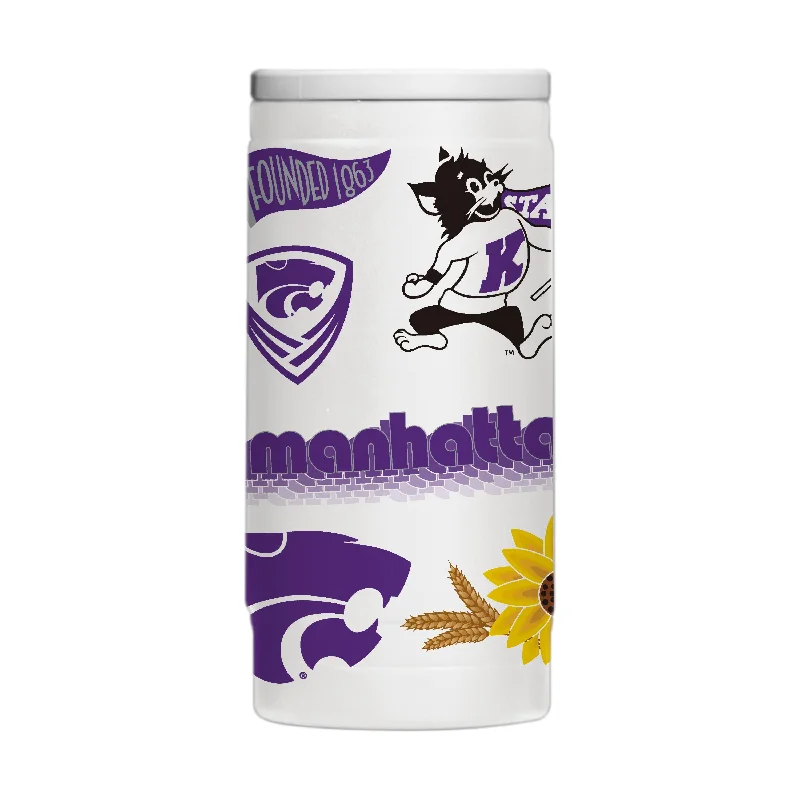 Sports Team Mugs For Tailgates-Kansas State 12oz Native Powder Coat Slim Can Coolie