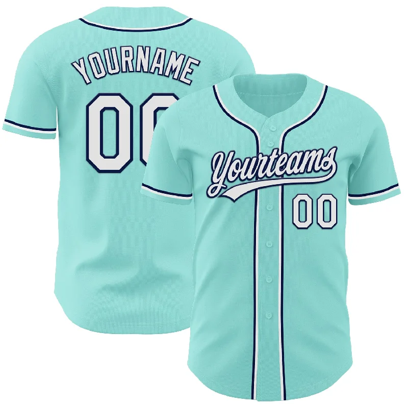 Custom Baseball Jerseys For Corporate Teams-Custom Ice Blue White-Navy Authentic Baseball Jersey