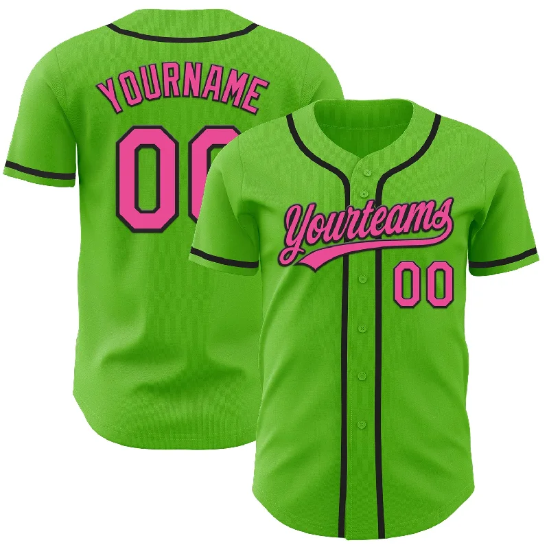 Custom Baseball Jerseys For Professional Use-Custom Aurora Green Pink-Black Authentic Baseball Jersey