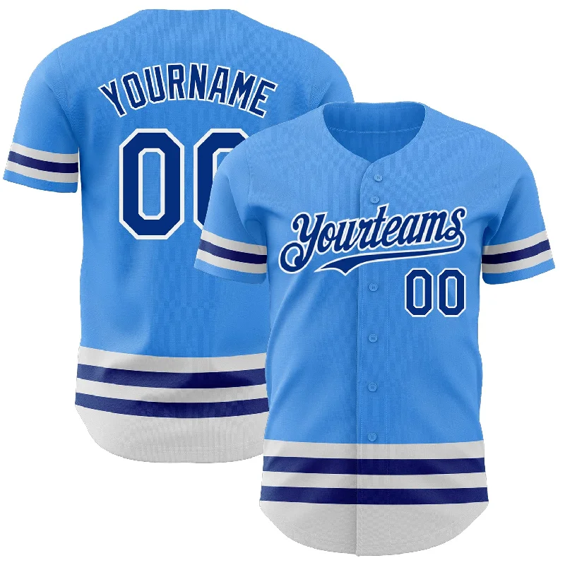 Custom Baseball Jerseys For Youth Clubs-Custom Electric Blue Royal-White Line Authentic Baseball Jersey