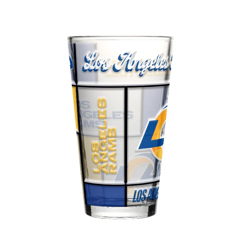 Personalized Team Mugs With Player Names-LA Rams 16oz Quilted Stained Pint Glass