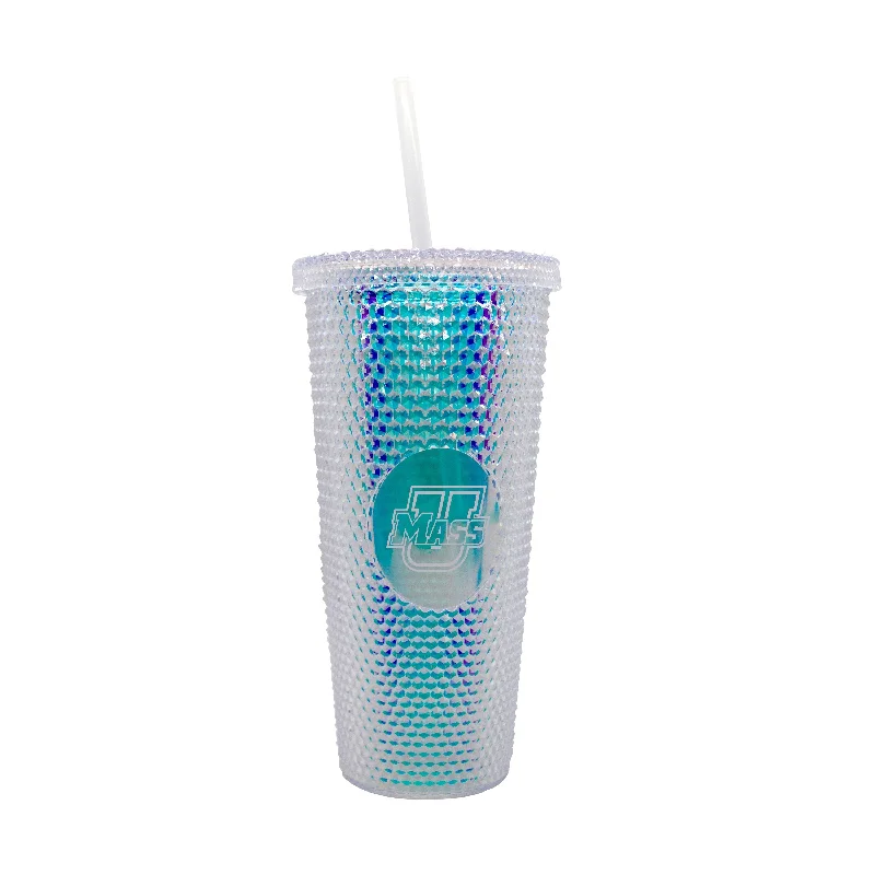 Personalized Team Mugs For Gift Shops-UMass 24oz Iridescent Studded Tumbler