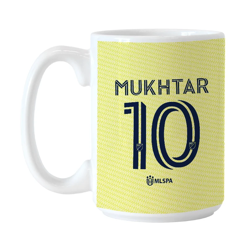 Custom Mugs For Team Gatherings-Nashville SC Hany Mukhtar 15oz Sublimated Mug