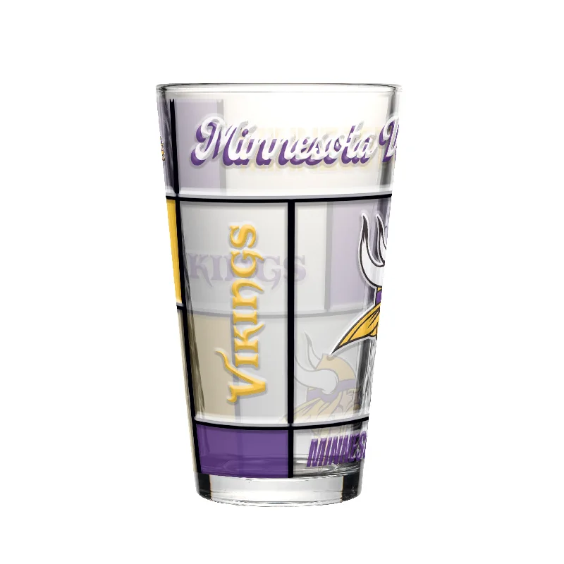 Team Mugs For Employee Recognition-Minnesota Vikings 16oz Quilted Stained Pint Glass