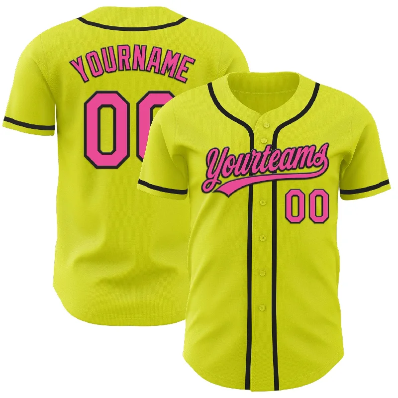 Baseball Jerseys For Recreational Leagues-Custom Neon Yellow Pink-Black Authentic Baseball Jersey