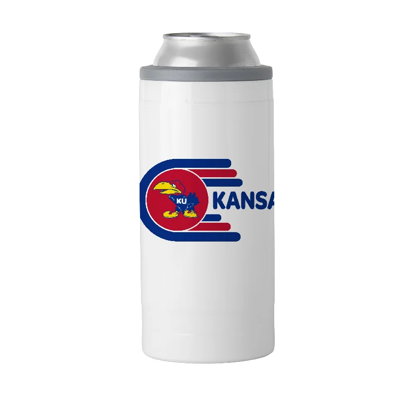 Personalized Mugs With Team Designs-Kansas 12oz Whirl Slim Can Coolie