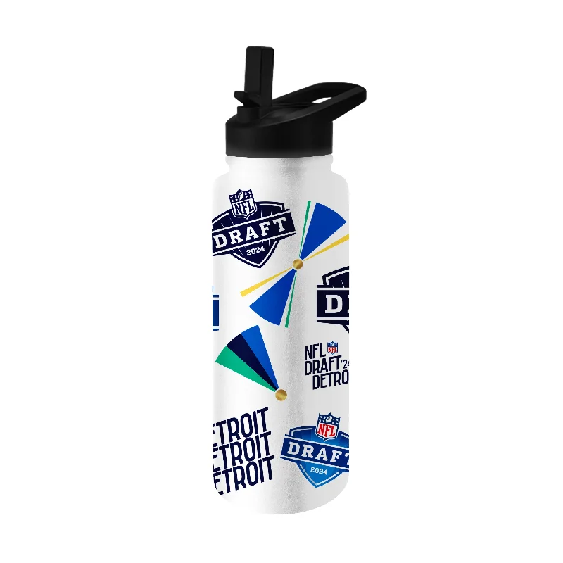 Team Mugs With Group Logos-2024 NFL Draft 34oz Logo Quencher Bottle