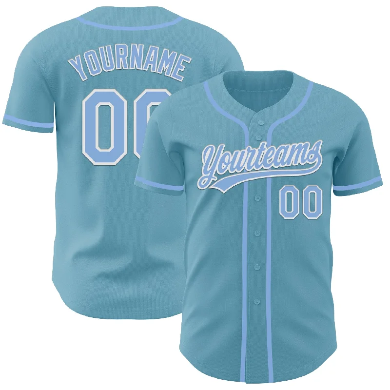 Baseball Jerseys For Softball Leagues-Custom Shadow Blue Light Blue-White Authentic Baseball Jersey