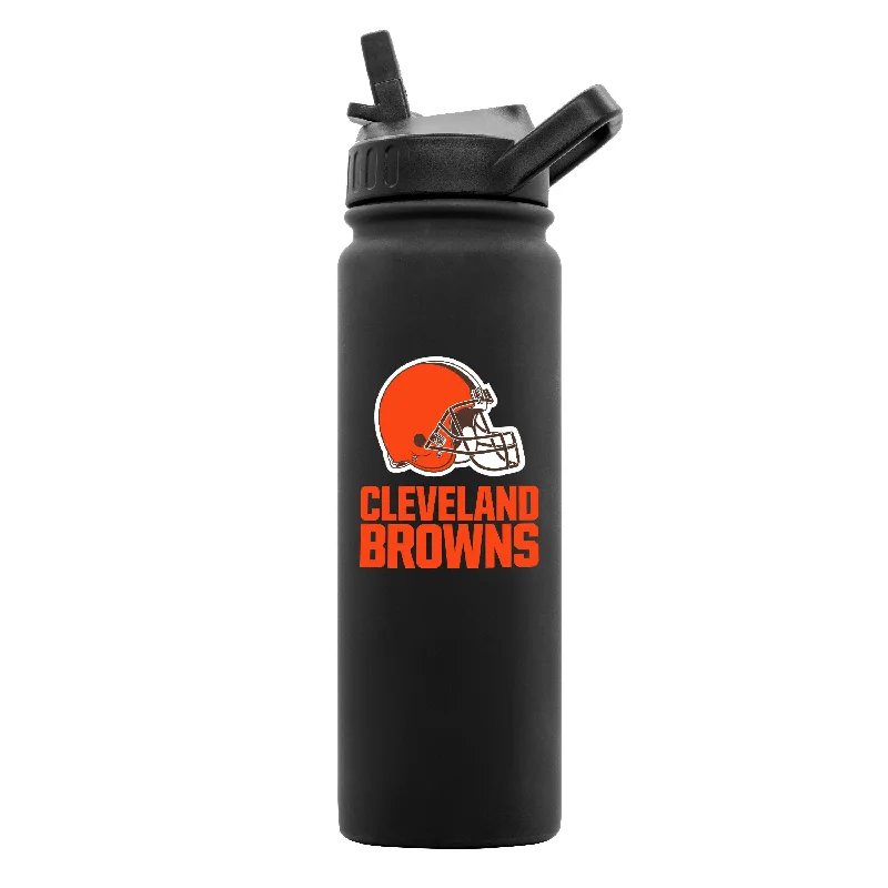 Ceramic Custom Team Mugs-Cleveland Browns 24oz Black Soft Touch Bottle