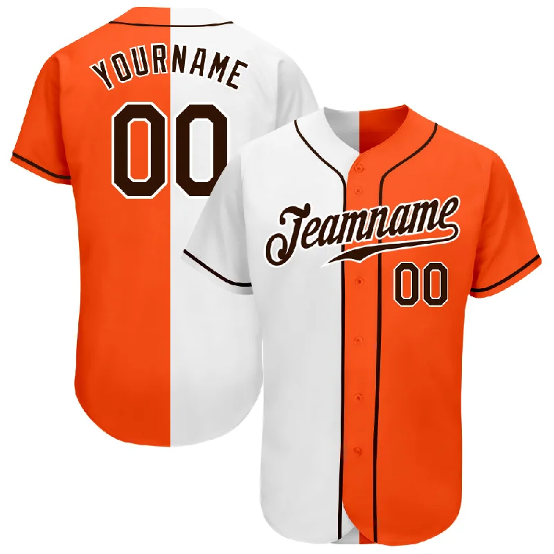 Custom Team Jerseys For Baseball Leagues-Custom Orange Brown-White Authentic Split Fashion Baseball Jersey