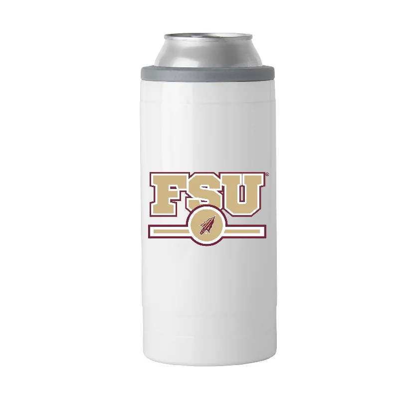 Team Mugs With Team Names-Florida State Letterman 12 oz Slim Can Coolie