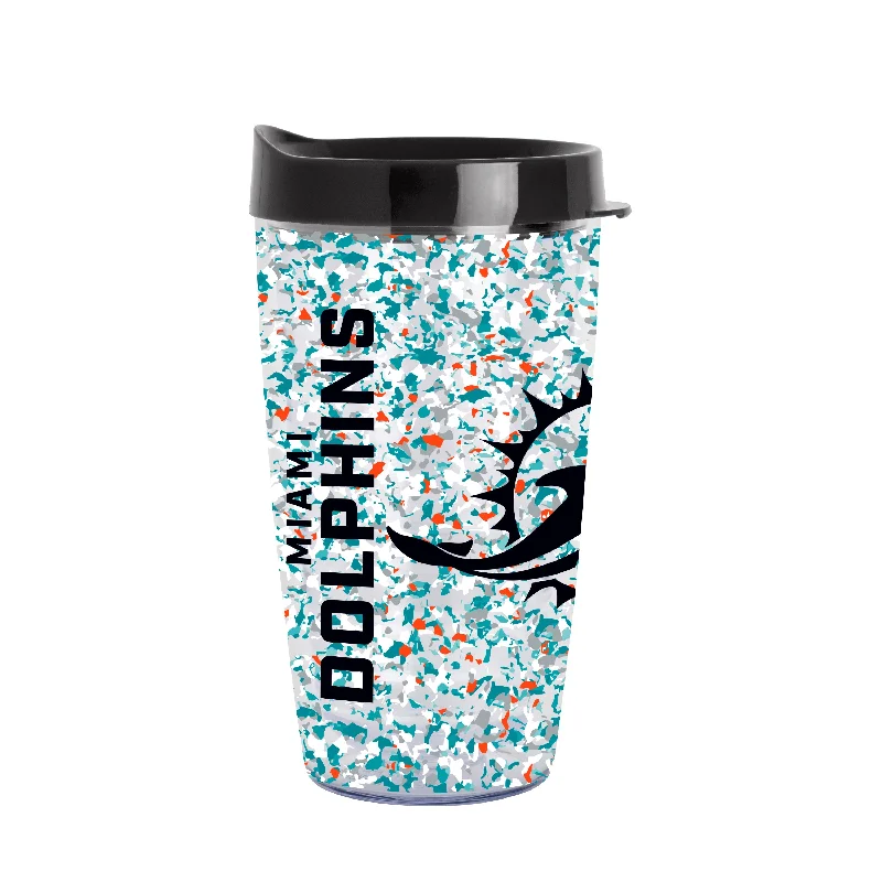 Personalized Team Mugs For Coaches And Players-Miami Dolphins 16oz Terrazzo Dbl Wall Clear Tumbler