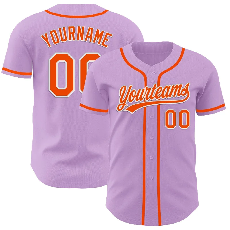 Team Baseball Jerseys For Special Anniversaries-Custom Light Purple Orange-White Authentic Baseball Jersey