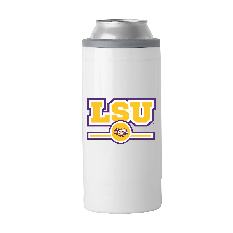 Unique Team Mugs-LSU  Letterman 12 oz Slim Can Coolie