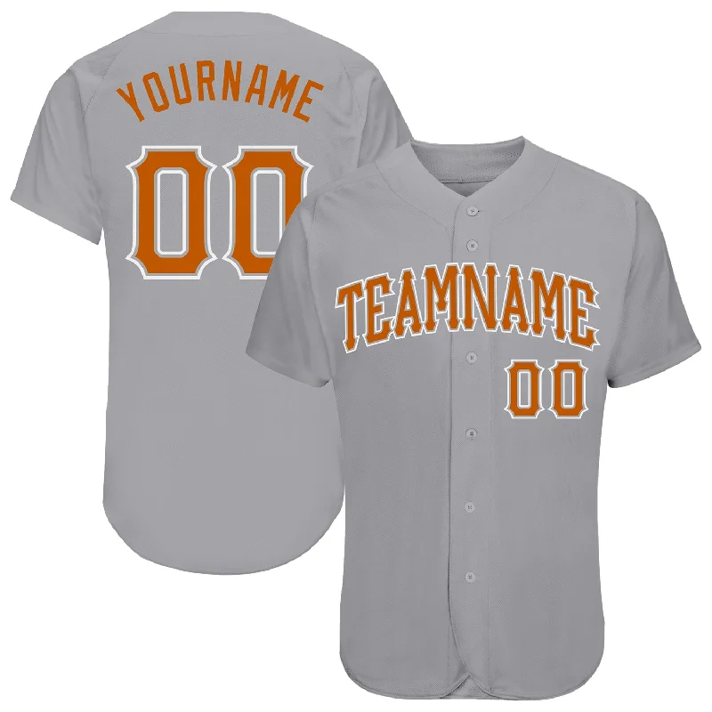 Team Baseball Jerseys For School Events-Custom Gray Texas Orange-White Authentic Baseball Jersey