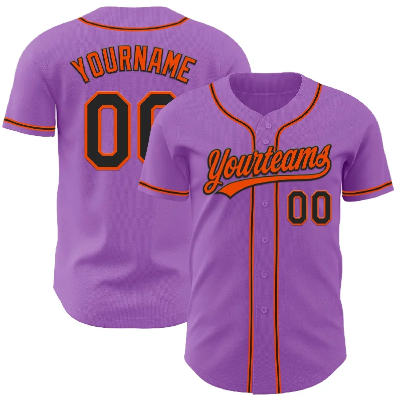 Custom Baseball Jerseys For Schools-Custom Medium Purple Black-Orange Authentic Baseball Jersey