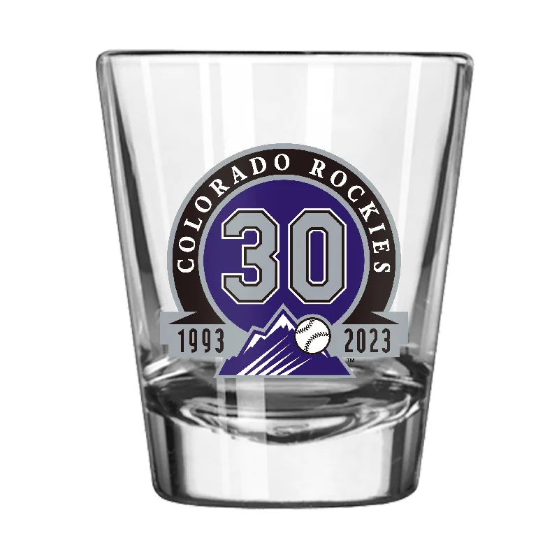 Team Mugs For Employee Recognition-Colorado Rockies 30th Anniversary 2oz Shot Glass