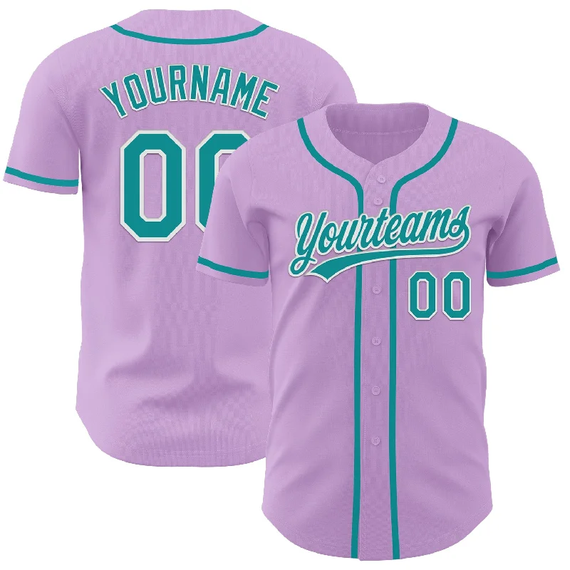 High-Quality Custom Baseball Jerseys For Teams-Custom Light Purple Teal-White Authentic Baseball Jersey