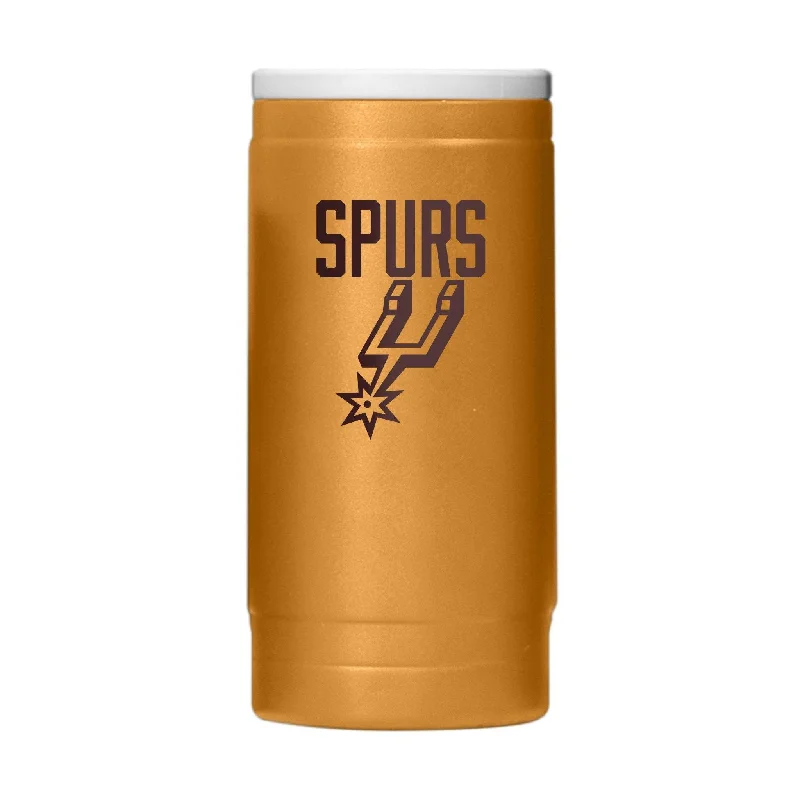 Custom Team Mugs For Celebrating Achievements-San Antonio Spurs Huddle Powder Coat Slim Can Coolie