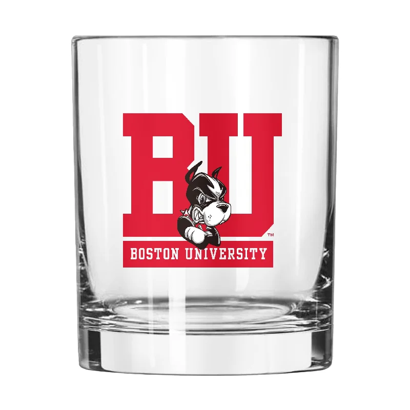 Customizable Mugs For Team Fundraisers-Boston University 14oz Gameday Rocks Glass