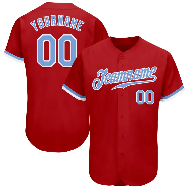 Baseball Jerseys For Boys With Numbers-Custom Red Light Blue-White Authentic Baseball Jersey