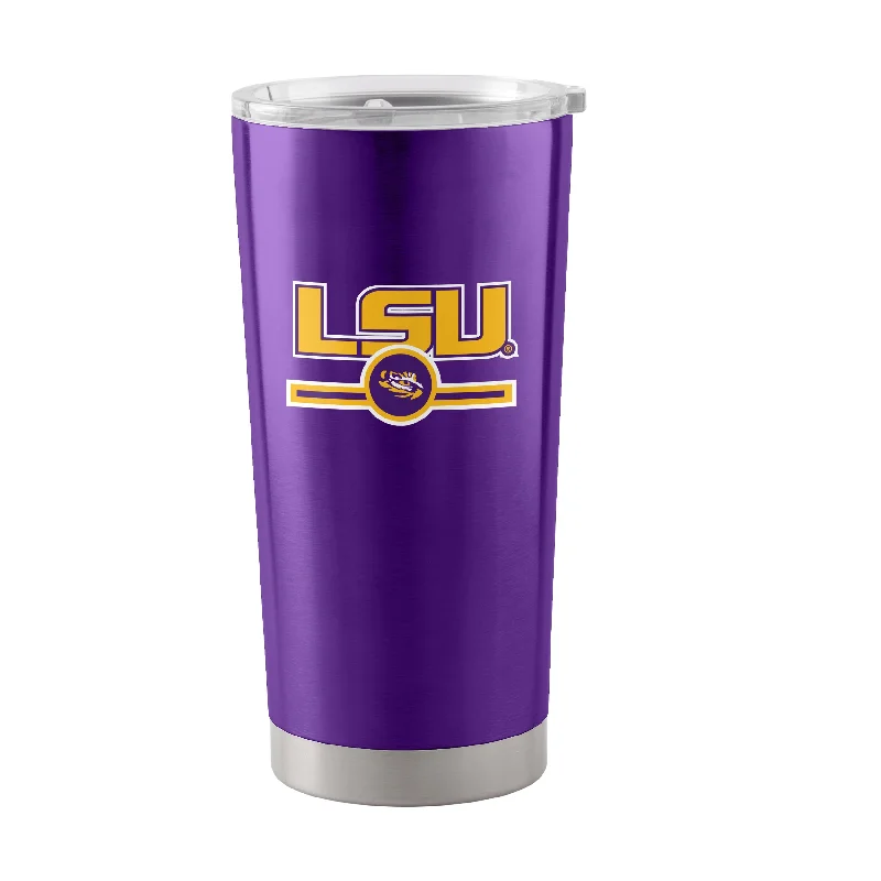 Printed Mugs For Team Gifts-LSU 20oz Letterman Stainless Tumbler